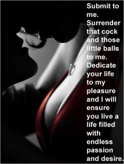 foryourusemistress:  mistressmg:  (Caption via femdomdoneright) Passion, desire, need, hunger…. I am insatiable! Will you do it? Can you surrender utterly? Mistress Macie  Yes Ma’am.  Gladly. 