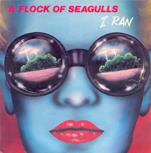 70sscifiart:A Flock Of Seagulls, I Ran, 1982, artwork by Pete Watson