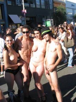 nsgroup:  Nude Beach Photos - Nudist Group  Nudist Group in the middle of the street Sexy Girls