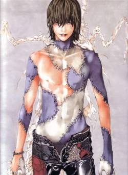 so, this is ryuk’s original concept art. apparently, obata-san wanted to design ryuk as an “attractive rock star”, but discarded the idea at the thought that Ryuk shouldn’t be more attractive than light. interesting.