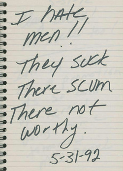 popculturediedin2009:A page from Anna Nicole Smith’s diary, 1992