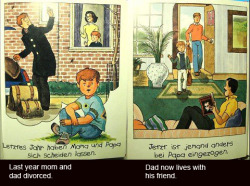 jewishzevran:  theinturnetexplorer:     Homosexuality explained in a German Children’s Book    ‘he tells me jokes, just like dad does’ so this poor kid has to put up with two, maybe three times the dad jokes 