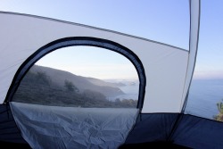 dirtyflowerchild:  daannniiielleee:  most amazing feeling to wake up in fresh mountain air, look out through a cozy tent and see nothing but ocean, waves, and nature for miles. Camping in Big Sur was a trip   Yeah big sur is so magical