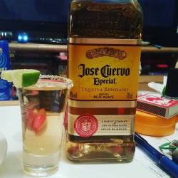 Let&rsquo;s get this party started. #josecuervo #reposado #tequila #lime #seasalt #flaschengeist glass. #mourninghappydays 😭