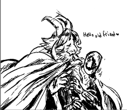 moofrog:  Goji and I draw the gayest shit together. I drew Asgore, gaster drawn by @thatonegojimun 