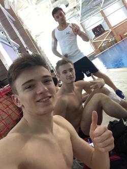 tgrade5:  Matty Lee  with Jack Laugher and Tom Daley.