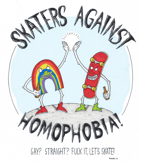 waybad:  WEDNESDAY, JUNE 17th, 2020Here they are, the hi-res versions of the SKATERS AGAINST HOMOPHOBIA graphic.  I made this graphic a few years ago, people love it because I’m so great, and they want t-shirts and stuff of it and, as hilarious as