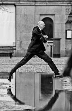worldstreetphotography:  shoot-the-street:  Black and White Street . Com - on Facebook Jump…   Manchester, England, United Kingdom, Europe, 2013 by shoot-the-street