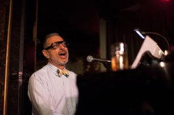  If you ever feel sad just remember we live in a world in which Jeff Goldblum plays jazz every wednesday in L.A. and if that’s not enough for you please consider he wrote lyrics for the Jurassic Park theme:  In Jurassic Park Scary in the dark I’m