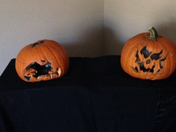 Ok, I am seriously bummed out. Our pumpkins didn&rsquo;t make it long enough to put out tonight. We only carved them Sunday. :(