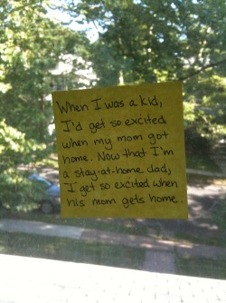 kindamindless:  little-red-riding-cock:  brispeak:   Post-It Notes from a Stay-At-Home Dad.  These were all very entertaining :P  I love how he calls his wife “permanent roommate”  I will do this if I ever have a kid hahah 