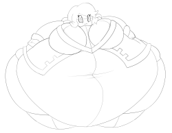 sweer-tomato:  Most of the lineart is done, just needs cleaning up. Then color. She has great lung capacity… and stomach capacity. She’s a rather affectionate blimp too.   What an adorable balloon &lt;w&lt;