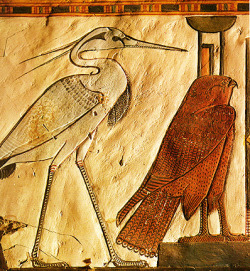 fable-table:  Bennu Bird (Egypt)A creature that came into being of its own will at the beginning of time, the Bennu is a mythical bird associated with various Egyptian deities. Each morning, it would rise in the sky in the form of the sun - lighting
