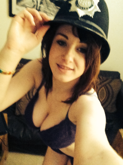spankmeimaskank:  Good morning topless Tuesday lovers!  Happy TT I look stupid, but I have a sexy English police mans hat ;) wooo