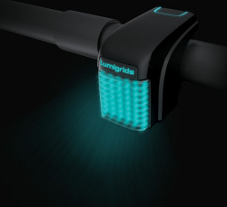 azuritereaction:   royalelectric:   liesofaman:   khymeira:   Lumigrids » 2012 [Source] “Lumigrids is an LED projector for bicycles, which aims to improve safety during night riding. It projects square grids onto the ground. By observing changes