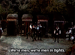 fuckyeahdiomedes:  queencorazon:    When you’re in a pinch, just call for the men in tights! (We’re butch.) [ get to know me meme | (5/5) favourite movies | Robin Hood: Men in Tights ]    #greatest robin hood movie ever#did russell crowe break out