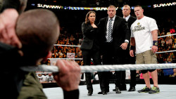 hbshizzle:  The Authority and John Cena with expressions of disgust and concern on their faces… much like a parent catching their child masturbating.
