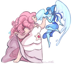 vanillakiwi:  Going back through some requests. Rose Quartz and Lapis Lazuli fusion, Chalcedony 