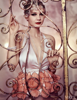 chiffonandribbons:  Carey Mulligan in Vogue US, photographed by Mario Testino  How absolutely sweet!