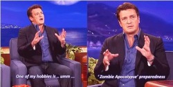 itsawonderfulhealthylife:  lestradeisasilverfox:  Nathan Fillion is not appreciated enough.  Nathan Fillion must be protected at all costs.  Nathan Fillion is a national treasure.