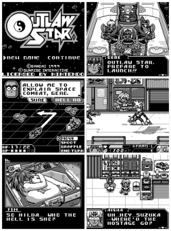 gameboydemakes:  Outlaw Star, the only JRPG on the Game Boy to blend real-time beat ‘em up action battles with turn based space combat! If you liked this demake, please visit my Patreon. Any amount thrown my way helps and is greatly appreciated! Thanks!