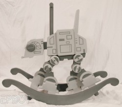 archiemcphee:  Last month we shared photos of a fantastic Tauntaun rocking horse and today the latest in Star Wars-related rocking horses is this awesome AT-AT Rocker. It was designed and made by Jen Yates, creator of EPBOT and Cakewrecks. Click here