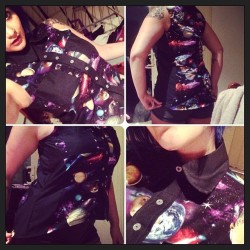 moniicow:  I can #sew things and stuff. Pretty #proudofmyself ! ☺️☺️☺️ #galaxyprint #handmade #collaredshirt #shirt #clothing #outfitoftheday #space #astronomy #fashiondesign 