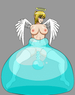 Busty angel girl with big tits getting fucked by a hentai slime monster or the handle to a poorly designed exercise ball.
