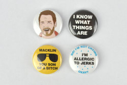 geekymerch:  Check out this awesome Parks and Recreation Andy Dwyer Button Set! 
