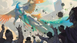 unicorntribal:  “Soaring Show-Off” art by Sidharth Chaturvedi I’m glad there are aven, as it’s something i’m always hopeful for on a plane and in card representation.  And this is lovely artwork, but… this aven is such a lazy and bad design…