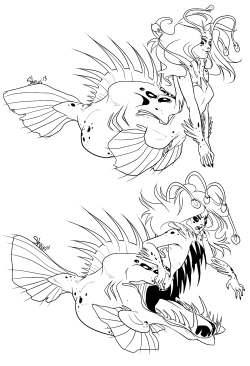 shewinki:  Wolf Angler mermaid named Thauma She shoves you into her mouth with her arms （´▽｀★） 