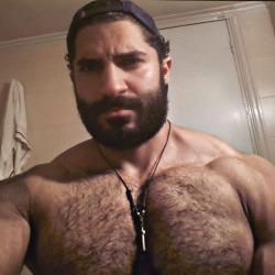 bear-tum:  stratisxx:This Arab daddy’s cock is as thick as a Coca Cola can. They say that thick cocks have significantly more volume than longer cocks. That monster would stretch your hole beyond repair…. When those big thighs lock around your legs