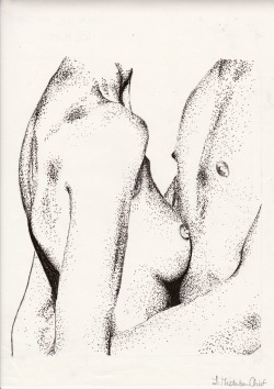 butterfliesyoureadtome:  “our bodies collide”black ink on paper 