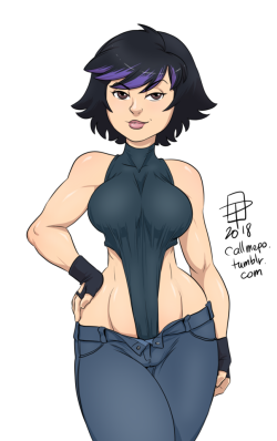 callmepo: Tons of inspiration online tonight. This time it is @liefeldianabomination‘s drawn response to a 4chan suggestion to draw Gogo in a leotard and jeans combo. But I think the leotard could have a little higher cut… a much higher cut. (And