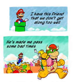 closetteddy:chikorito:“This friend”A comic about friends with Mario and BowserYou can take a look at this comic at my DA in spanishhttp://yoshiky.deviantart.com/art/Este-amigo-525385202this is fucking cute!!!