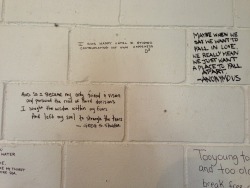forqotten:  forqotten:  I’m in a cafe in Austin and these quotes are written in sharpie all over the walls, some of them are actually really cool  oh and i forgot to add - Ernest Hemingway’s shortest sad story was also written on the wall - “For