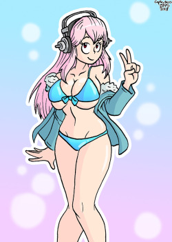 I don’t know who Super Sonico is ow where she’s from, but she’s a cutie and a half. Commission Info - Ko-fi - Redbubble Store - SFW Tumblr