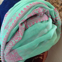 New scarf! #pink #turquoise #scarf #new #love #pretty #clothes