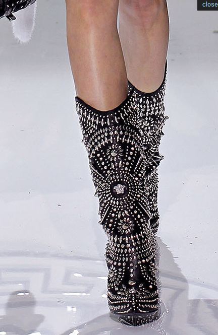 Viva Versace! - A rock n’ roll Versace studded boot for F/W 2013