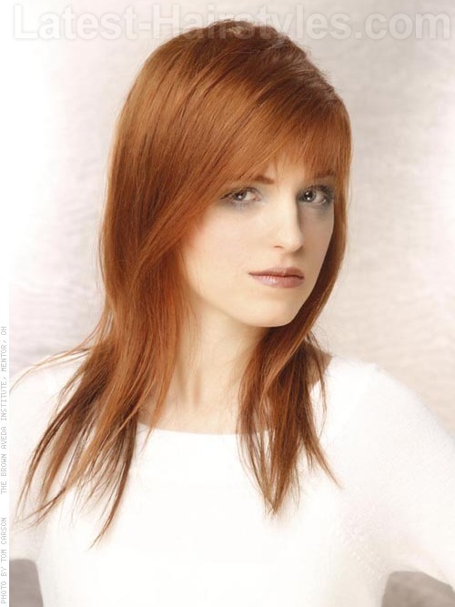 Long hairstyles with side bangs red hair