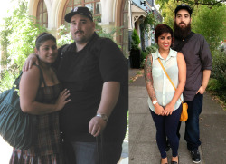 datsmyass:  before-and-after-pictures:  This is me and my husband! Him: 5’11 30 years old He went from 425 pounds to 280 pounds! 145 lb lost in two years!! I am very proud of him and I would be lying if my weight loss wasn’t his motivation to lose