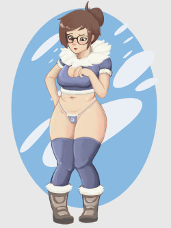 Mei isn’t too sure about her new skin, and is also very cold probably. 