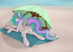 SFW edit of Celestia having a relaxing day on the beach :D