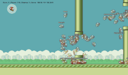 prostheticknowledge:  FlapMMO Flappy Bird turned into a Massively Multiplayer Online game, where you see the progress of others as you play. Playable in your browser, you can play it here [h/t: david] 