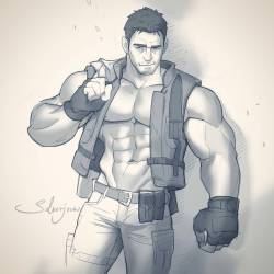 silverjow:  Today’s warm up, more Chris Redfield! I can’t seem to get enough of him. #chrisredfield #residentevil #fanart #silverjowsart 