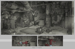armandserrano:   ZOOTOPIA POST #4: NICK’S APARTMENT.  In the earlier version of the movie, the story revolves around Nick’s point of view instead of Judy’s. He had a sequence showing his dingy apartment at the basement of a building. I had to pull