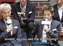byunbaekku-deactivated20140611:   bb kai having a mental breakdown when xiumin hyung was playing around with him ヽ(ﾟ◇ﾟ )ﾉ  