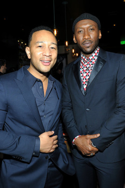 soph-okonedo:  John Legend and Mahershala Ali at the Power Stylists Dinner, hosted by The Hollywood Reporter and Jimmy Choo, on March 14, 2017 in West Hollywood, California  