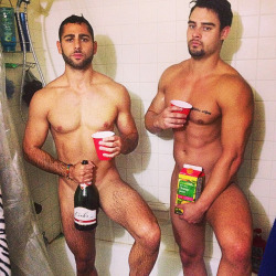 naked-straight-men:Game day. Why yes, I’d love a mimosa.