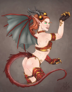 taliamirai: @stormofsenjin‘s blood elf feeling super empowered as a member of the Red Dragonflight! A fun twist on “dragon” for @magicmeatmarch   ~*~* SUPPORT MY ART ON KO-FI*~*~ | Art Blog | Personal Blog | Twitter    